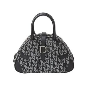 Christian Dior Double Saddle Handbag Trotter Black Galliano
